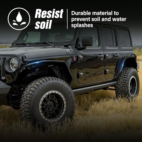 Image of YZONA for JL JLU Tubular Front & Rear Fender Flares Compatible with 2018-2026 Jeep Wrangler JL JLU Unlimited 2 /4 Doors with Turn Signal Lights, 4-PCS Tube Mud Guard Off-Road Steel Wheel Fender
