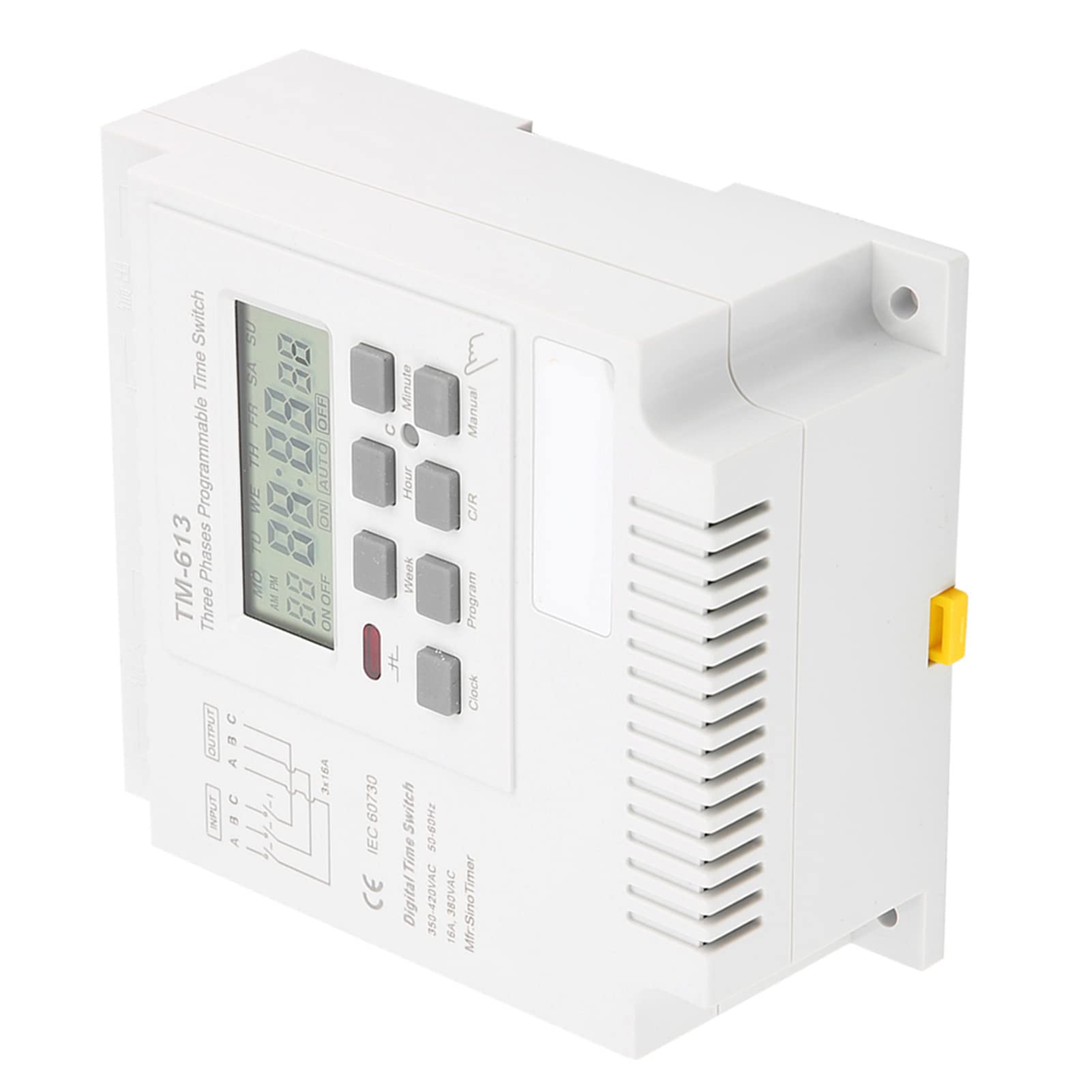TM-163 Dreiphasiger 380-V-Digital-Zeitschaltuhr mit Wöchentlicher Programmierbarer Steuerung – 17 EIN/AUS-Einstellungen mit Stromausfallspeicher für Pumpen, Motoren und Mehr