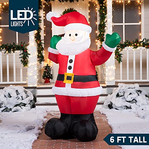 Joiedomi 6 Ft Christmas Inflatables Santa Claus, Led Light Up Giant Christmas Xmas Inflatable Santa Claus Carry Gift Bag For Blow Up Yard Decoration, Indoor Outdoor Garden Christmas Decoration #TOP1