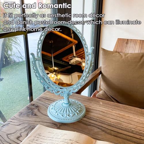 Espejo de maquillaje ovalado AKOAK de escritorio, 360° rotativo miniatura 4