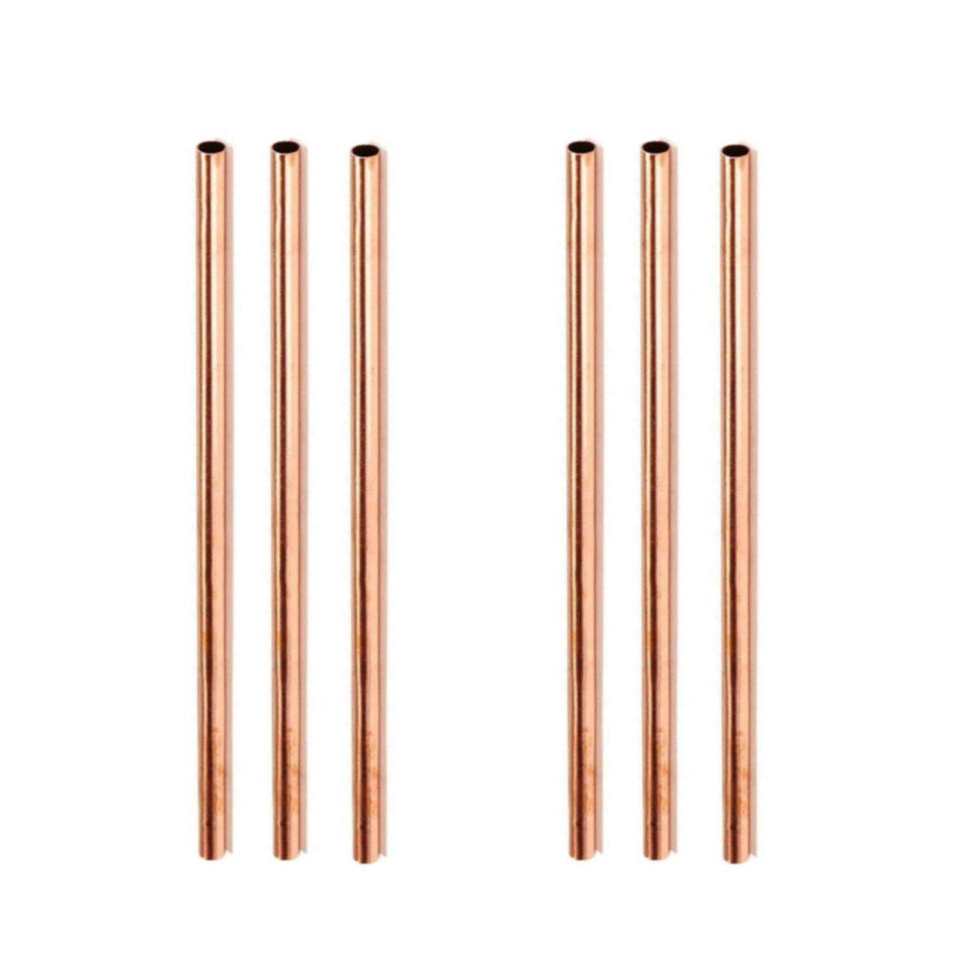 Taluka Straws Pure Copper Plain Solid Straight Drinking, Best for Parties, Bar Ware 8 Inch Set of 6 Pcs