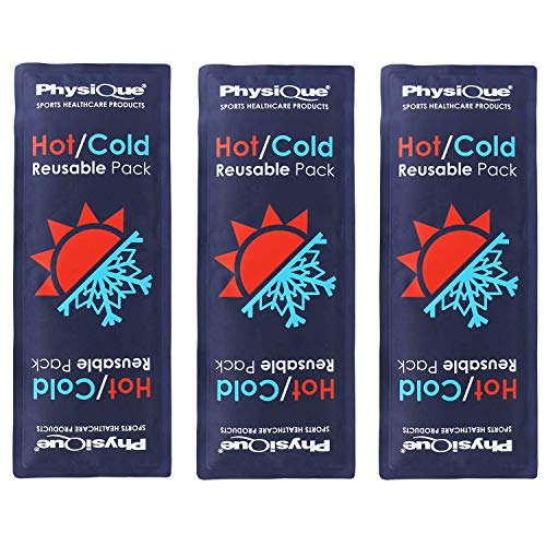 PHYSIQUE - 3 X Reusable Hot and Cold Packs (34 cm x 13 cm) - Use as Heat Pad or Ice Pack for Instant Pain Relief, Perfect for Soothing Headaches or Menstrual Pains