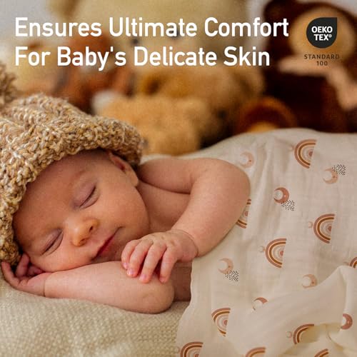 Image of GLLQUEN BABY Muslin Swaddle Blankets 4-Pack Breathable Receiving Blankets (35 inch x 40 inch) Soft Baby Blankets for Girls and Boys Newborn Essentials Muslin Burp Cloths Swaddle Wrap Baby Gift (Sun)