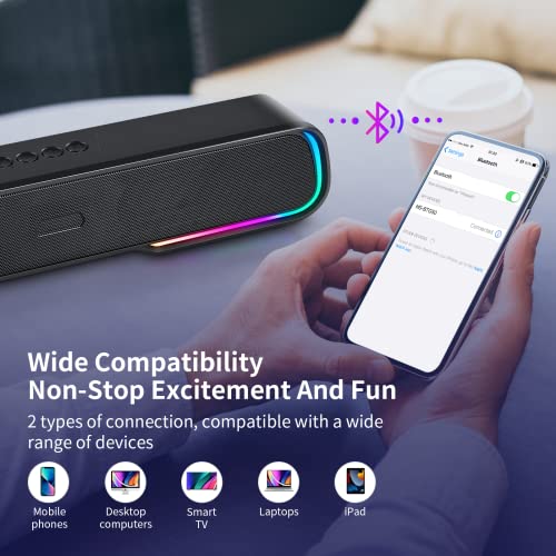 Cerbiut-Computer-Speaker-Sound-Bar-Wired-Wireless-Bluetooth-50-Surround-Bass-Audio-Black-Smart-Home-Speakers-with-AUX-TFcard-Connection-Best-Theater-Loud-Speaker-for-PC-TV-Desktop--Room | A2Z Shop