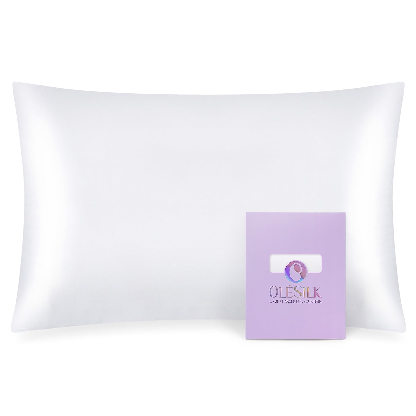 OLESILK 100% Mulberry Silk Pillowcase 19mm Charmeuse Hidden Zipper White Toddler Gift Box