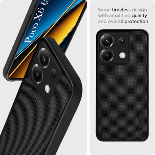 Image of Jkobi Back Case Cover for Poco X6 5G (Textured Grip Design | Micro-Fiber Cloth Inside | Slim and Light Weight | Soft Touch and Feel | Black)