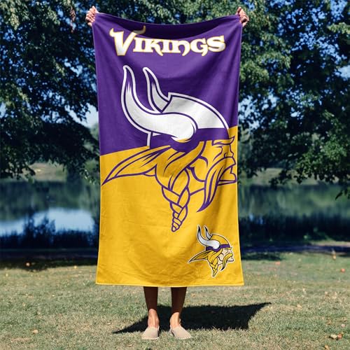 Image of Northwest NFL Minnesota Vikings Microfiber Beach Towel, 30 x 60 Inches - Quick Dry, Sand Resistant, Lightweight, Highly Absorbent, Incisor Design
