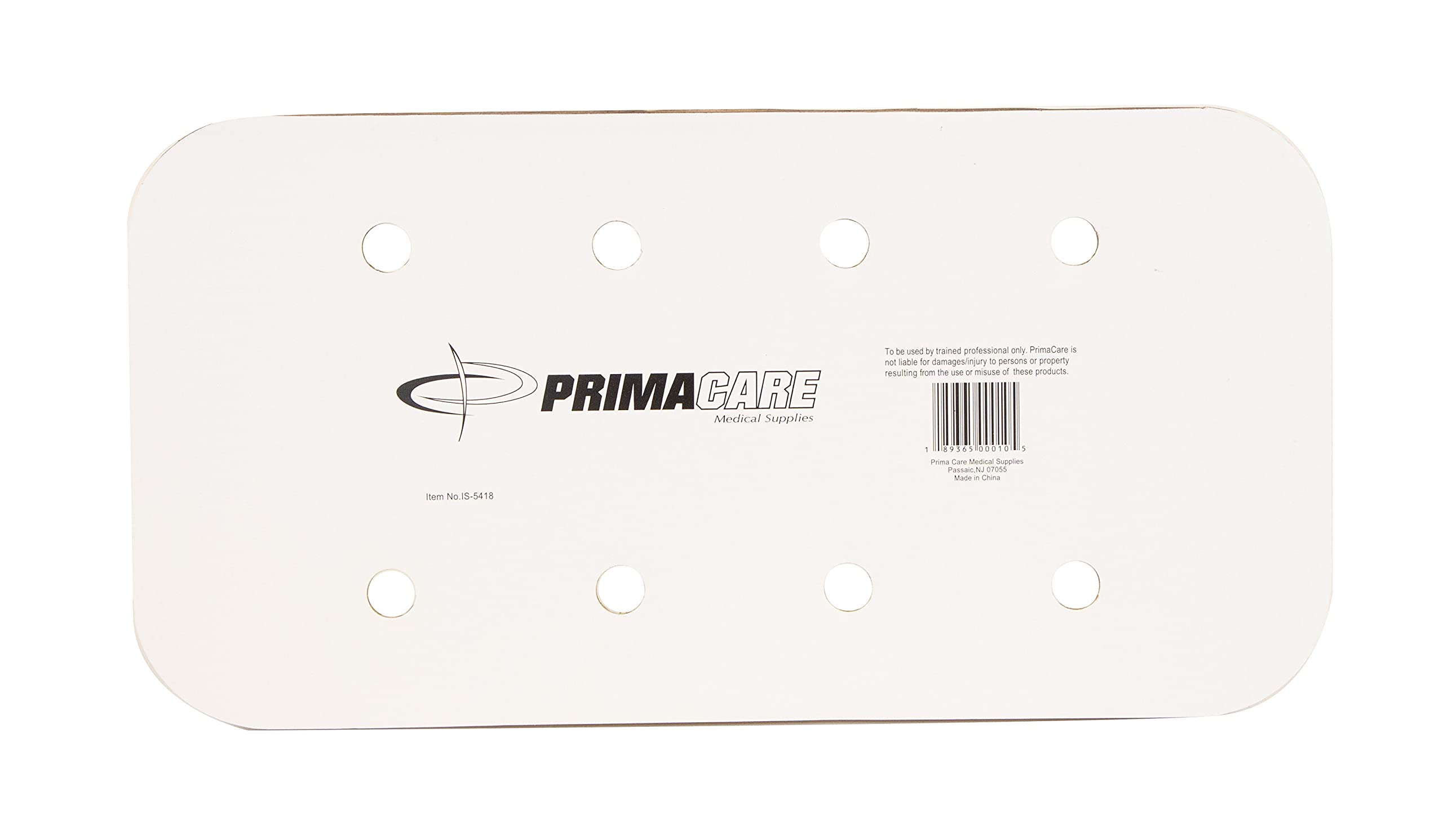 Primacare IS-5412 Padded Cardboard Splint Wrist Brace or Leg Support for Adults and Kids, Emergency First Aid Kit with Punch Holes, Radiolucent and MRI Compatible Cushioning Foam, 12"