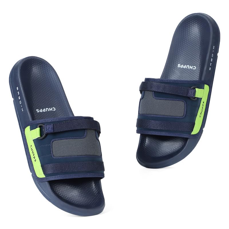 Image of CHUPPS Element Grey & Black Drift Orthopedic Slippers | Soft Footpharma Footbed | Breathable Ventilation Holes | Lightweight Flip Flops | Anti-Skid Chappals for Everyday For Mens