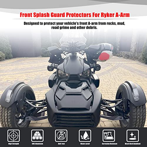 Image of Goldfire Front Splash Guard Front A-Arm Splash Guards for Can-Am Ryker 900 Accessories, Black Aluminum A-Arm Protectors for Can-AM Ryker All Models (2PCS, Part #219400863)