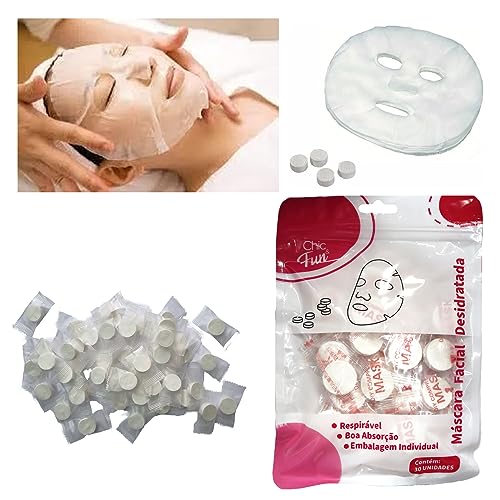 60un Máscara Descartável Desidratada e Pincel Limpeza Facial