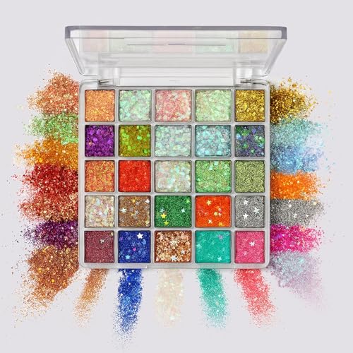 K'APEINE 25Colors Face Glitter,Face Paint Glitter for Women Girls,Chunky Fine Pressed Mixed...