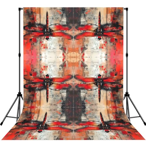 Toile de fond photo libellule rouge 2x3m sans support pour shooting portrait