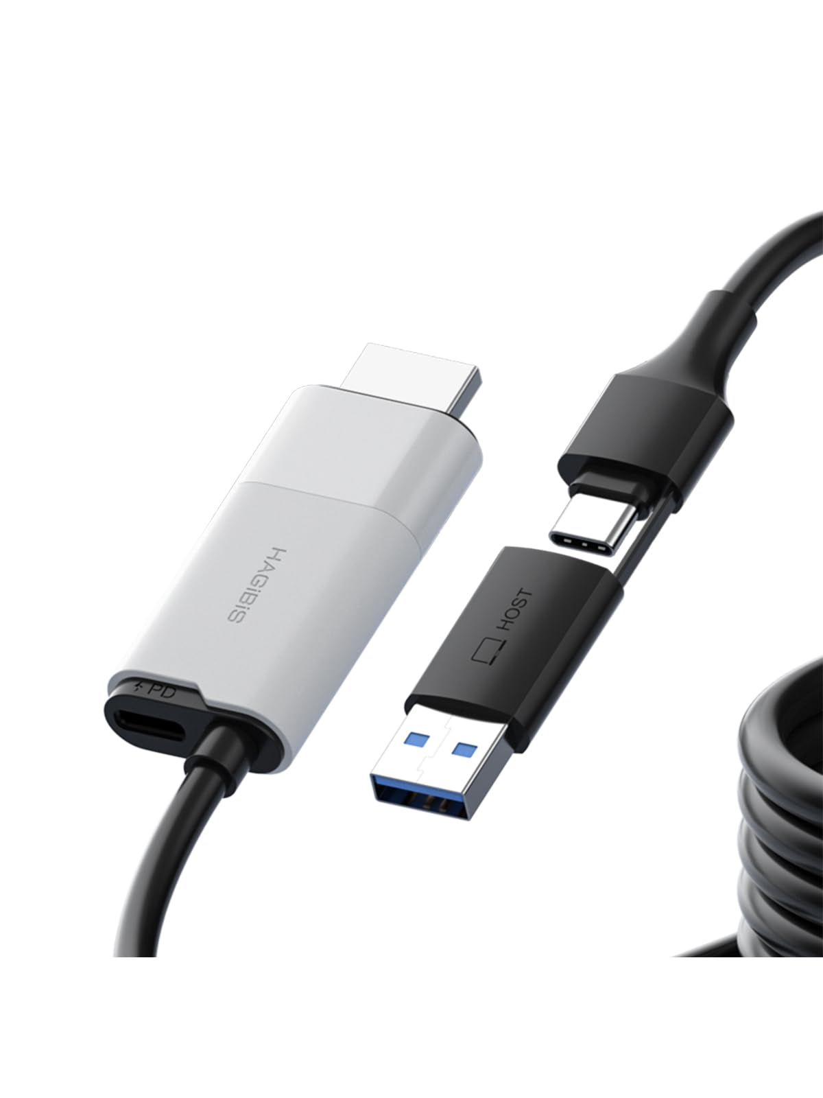 Hagibis Capturadora | USB 3.0 con PD 100W | HDMI a USB A/C | Capturadora de Video 1080P@60fps YUY2/MJPEG MS2130 | Grabadora para Meta Quest 3, Switch, PS5, VR, Streaming