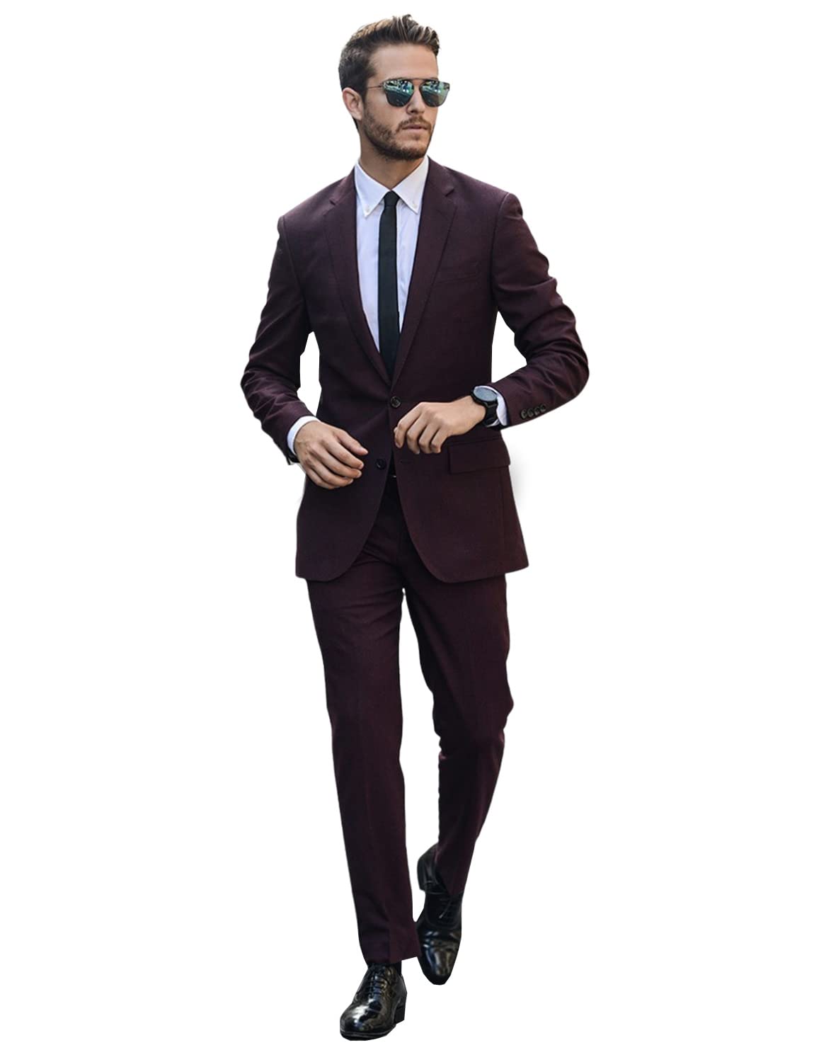 Uomo Due Bottoni Vestito Notch Risvolto Smoking Giacca Pantaloni Cena Prom