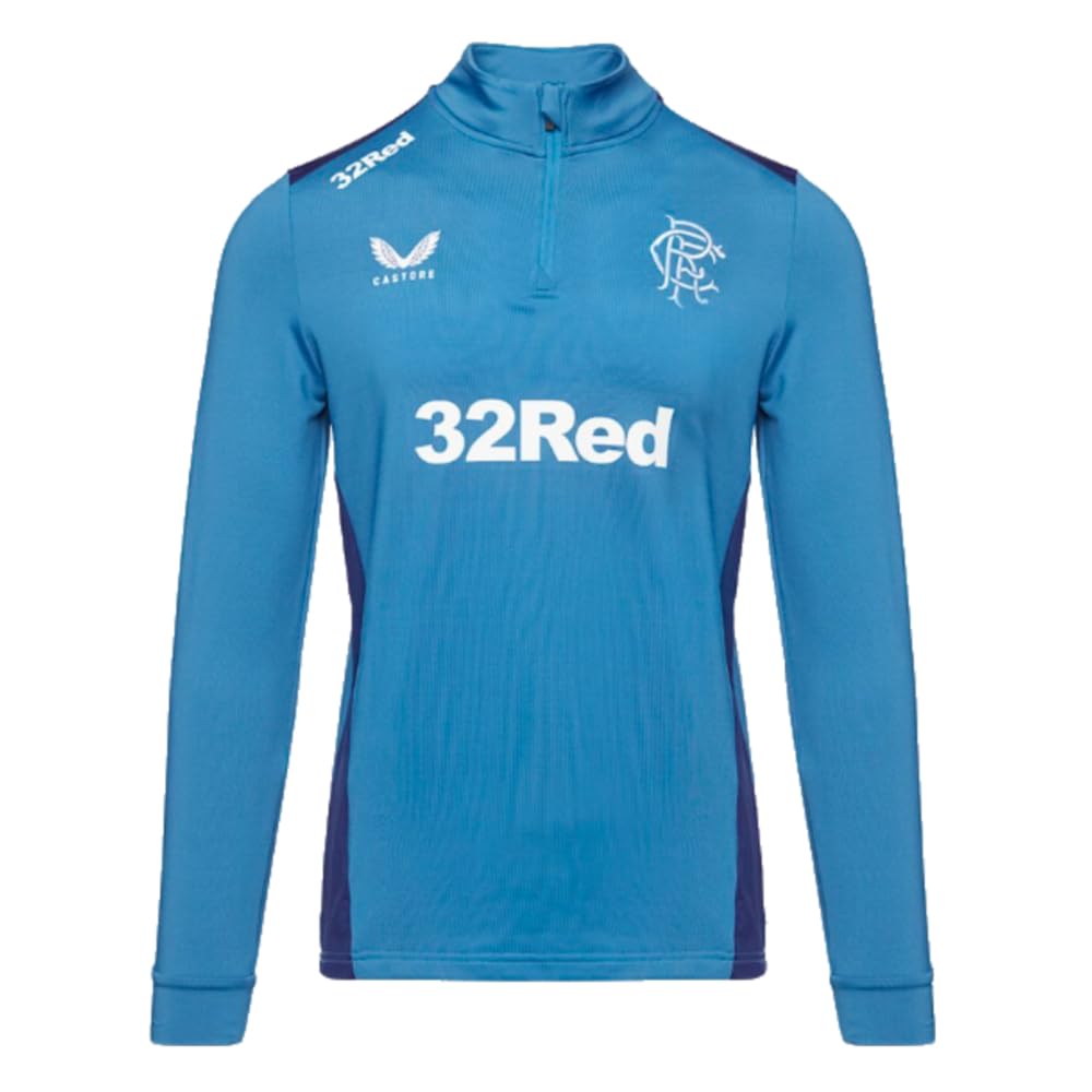 Castore 2023-2024 Rangers Players Training Half Zip Midlayer (Deep Water) Blue