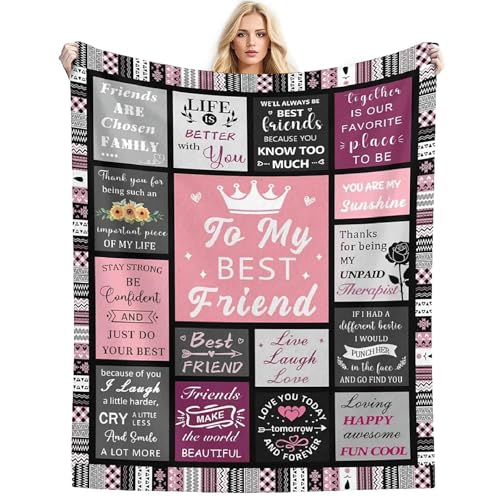 Best Friend Birthday Gifts for Women Best Friend Blanket 310GSM Cozy Soft Warm Throw Blanket for Bestie Friendship Gifts for Women BFF Soul Sister 50x60