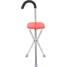 Elderly Crutch Stool Folding Cane Stool Fashionable Li Wei Durable for Safety for Relaxion for Outdoors for Walk OutdoorsBrown Interesting