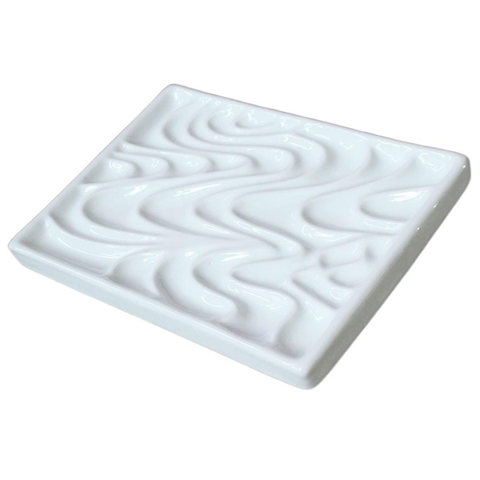 Flat Paint Mixing Palette， Flat Ceramic Paint Mix Palette White Rectangular Wave For Watercolor Gouache Oil