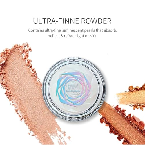 Powder Highlighters Makeup Palette, Shimmer Highlighters Make Up, Rose Carved Highlighter Powder, Glitter Bronzer Powder Blush Palette, Long Lasting Highly Pigmented Illuminator, Champagne Gold - Image 5