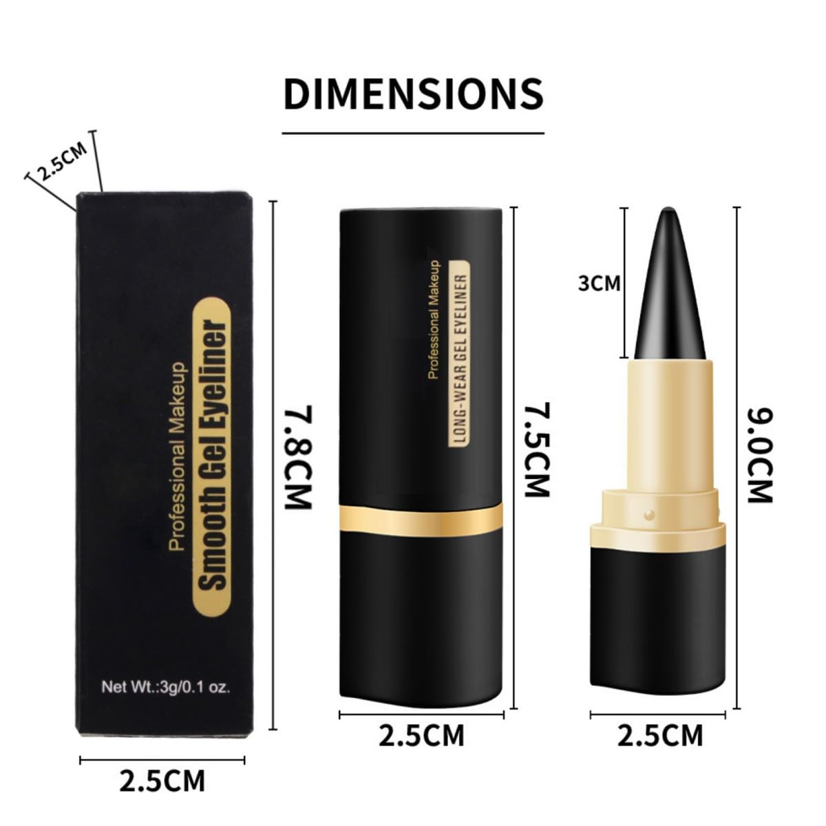 Lápiz delineador de ojos de gel negro, lápiz delineador de ojos negro cremoso, resistente al agua, a prueba de manchas, delineador de ojos de ojo de gato, delineador de ojos negro ahumado, 9
