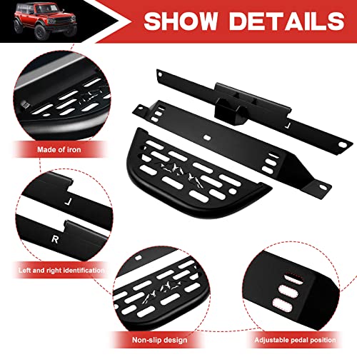 Ousuwo Fit For 2021-2023 Ford Bronco Running Boards Carbon Steel Black Side Steps For 2021 2022 2023 Bronco Accessories 4Pcs(4 Door W/O Rock Rail) #TOP1