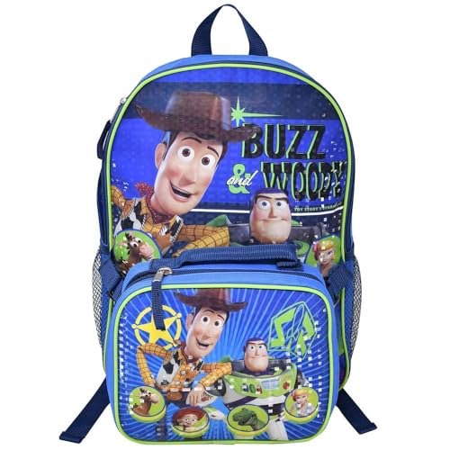 Fast Forward Conjunto de mochila e lancheira infantil – Toy Story 5 40,6 cm Mochila escolar leve com lancheira isolada – perfeita para meninos da pré-escola e ensino fundamental