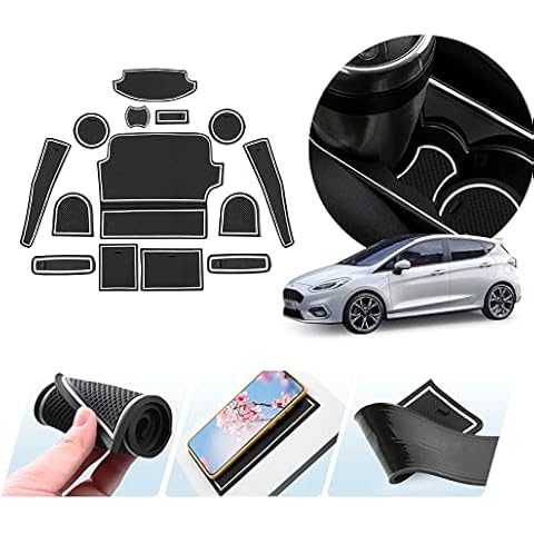 ZCLINKO Compatible with Ford Fiesta MK8 2017-2022 Car Mats,Non-Slip Mats for Rubber Mats,Centre Console Armrest,Cup Holder,Door Seam Interior Mats Accessories 14 Pcs (White) Cover