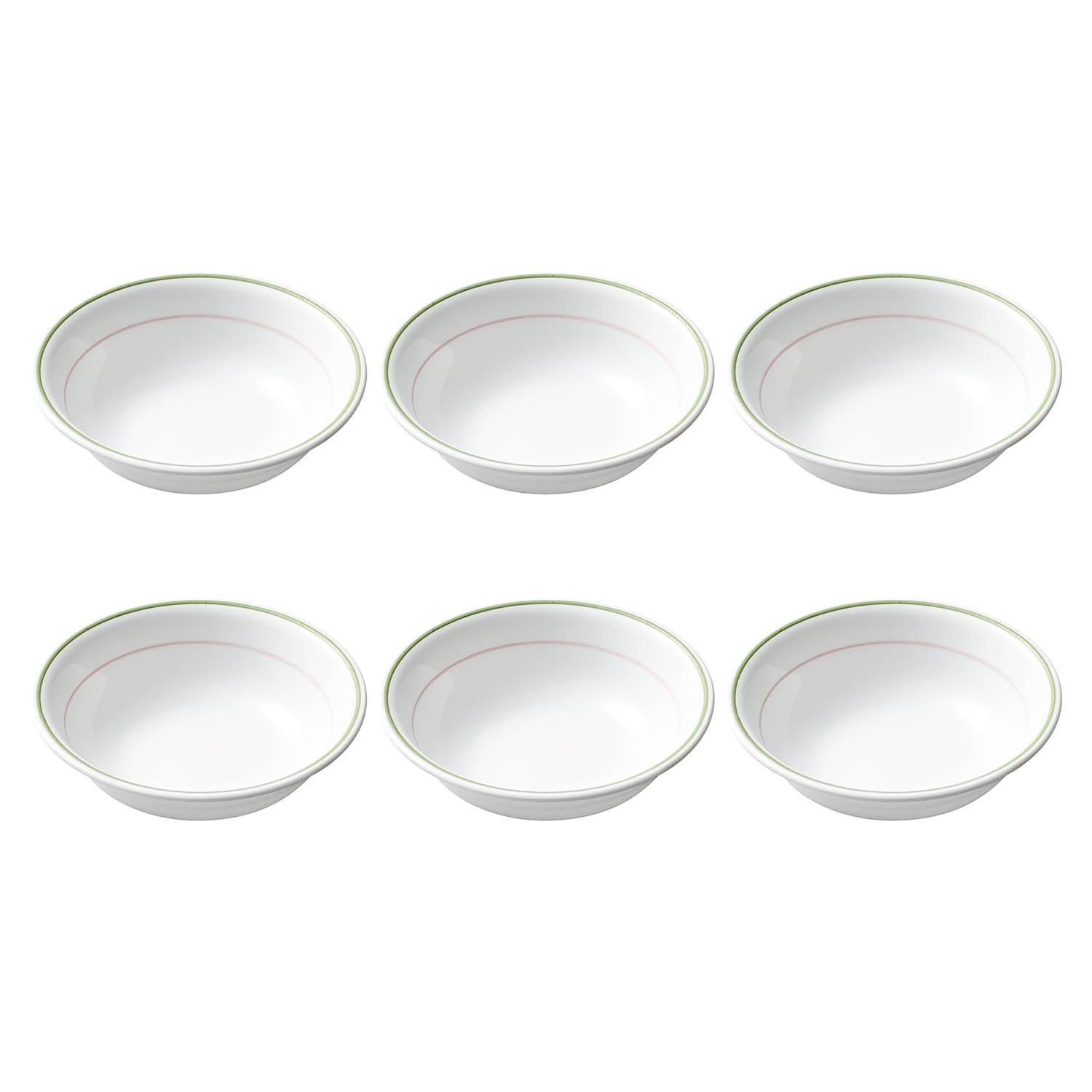 Livingware Double Ring Green 296 ml Dessert Bowl, Lightweight & Durable, Made of Vitrelle Glass, Microwave & Dishwasher Safe, Elegant Crockery for Dining & Gifting - Set of 6