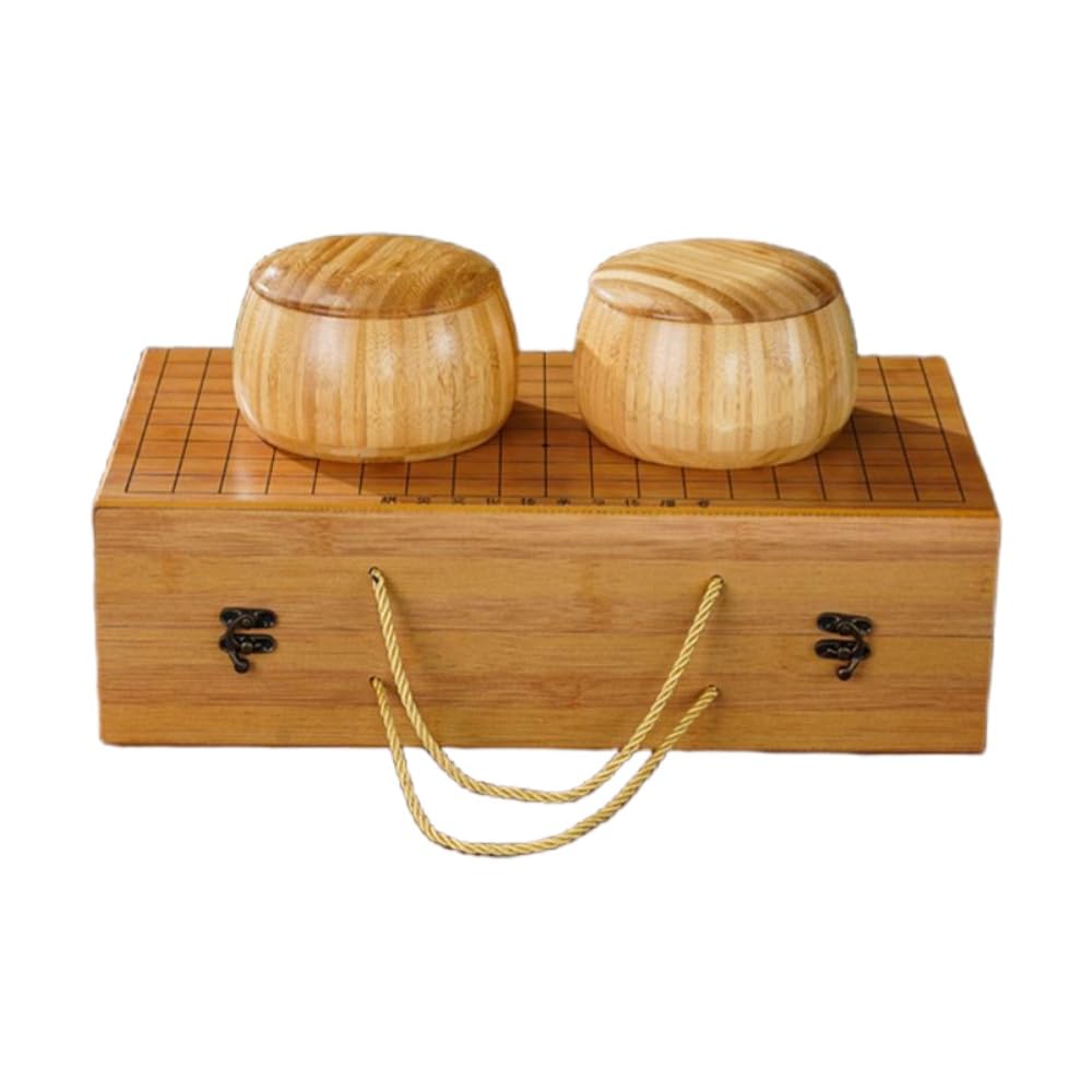 Portable Go Board Set Bamboo Bowls Imitation Jade Stones Foldable Travel