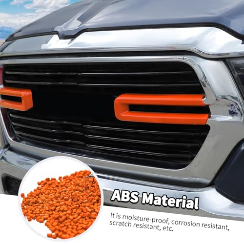 Image of Jimen Compatible with Dodge Ram 2018-2022, 2PCS Front Grille Cover Exterior Trim Accessories (Orange)