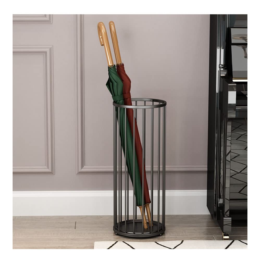 sdSDGrw umbrella stand, Stylish Indoor Umbrella Holder with Drip Tray & 4 Hooks for Hallway Entry - Black(Black)