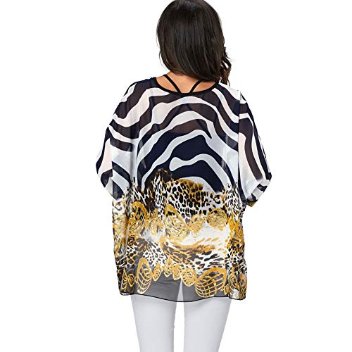 Image of Ckikiou Plus Size Batwing Flowy Semi Sheer Chiffon Blouse Tunic for Women Summer Floral Print Boho Beach Cover ups