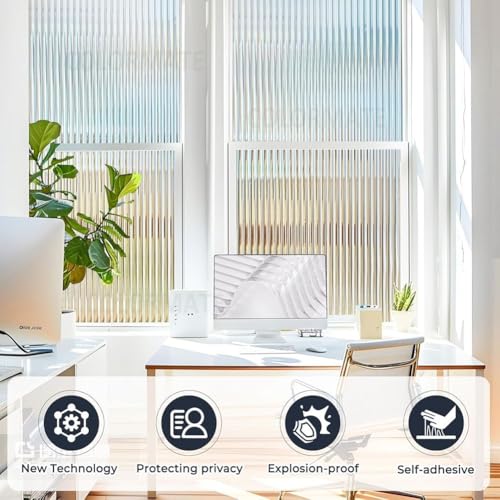 Image of COLORMATE Premium Vinyl Stained Frosted Fluted Window Glass Film (18x36 Inch) - Self-Adhesive Wallpaper Sticker Opaque Tint for Window Glass Privacy Cover, Door, Office, Home.| Anti-UV. 3D Fluted