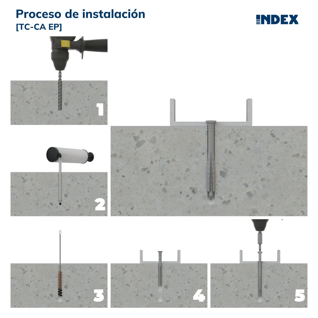 Index - Index Tccaep5030 - Taco Clavable de Poliamida 6.6. Premontado con Tornillo Rosca-Arpón. Bote Plástico 5 X 30 Diametro 5