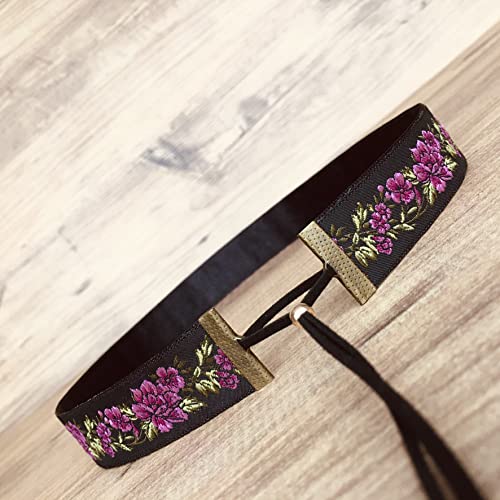 Pink Flower Hat Band, Fedora Hatband Color, Black, Pink, Green, Women Hat Jewelry, Cowboy Hatband, Cowgirl Hat Accessories, Handmade Western Hat Belt #TOP2