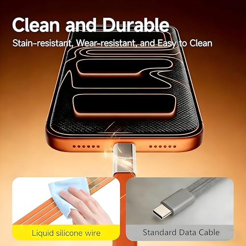 Image of 2 in1 240W USB C to USB C Fast Charging Cable with Adjustable & Detachable Phone Stand, Multi-Angle Type C Charger Cord for Smartphones, Tablets & Laptops, High-Speed Data Transfer Charging Cable