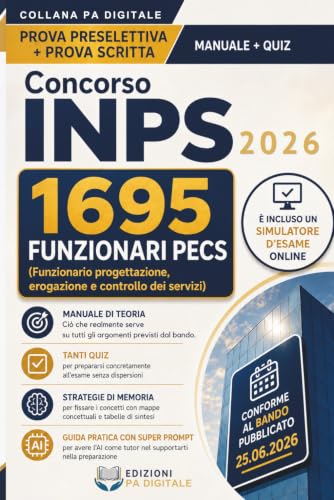 Concorso INPS 2026 | 1695 Funzionari PECS | Funzionario progettazione, erogazione e controllo dei servizi: Quiz, Schede di Ripasso, Strategie di memoria e Simulatore Online