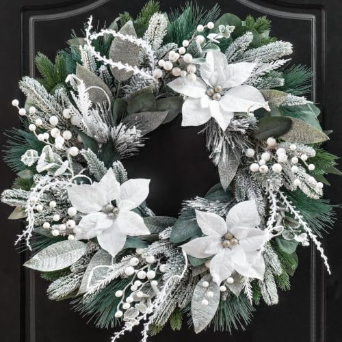 Winter Wreaths for Front Door 24 Inch Outdoor...
