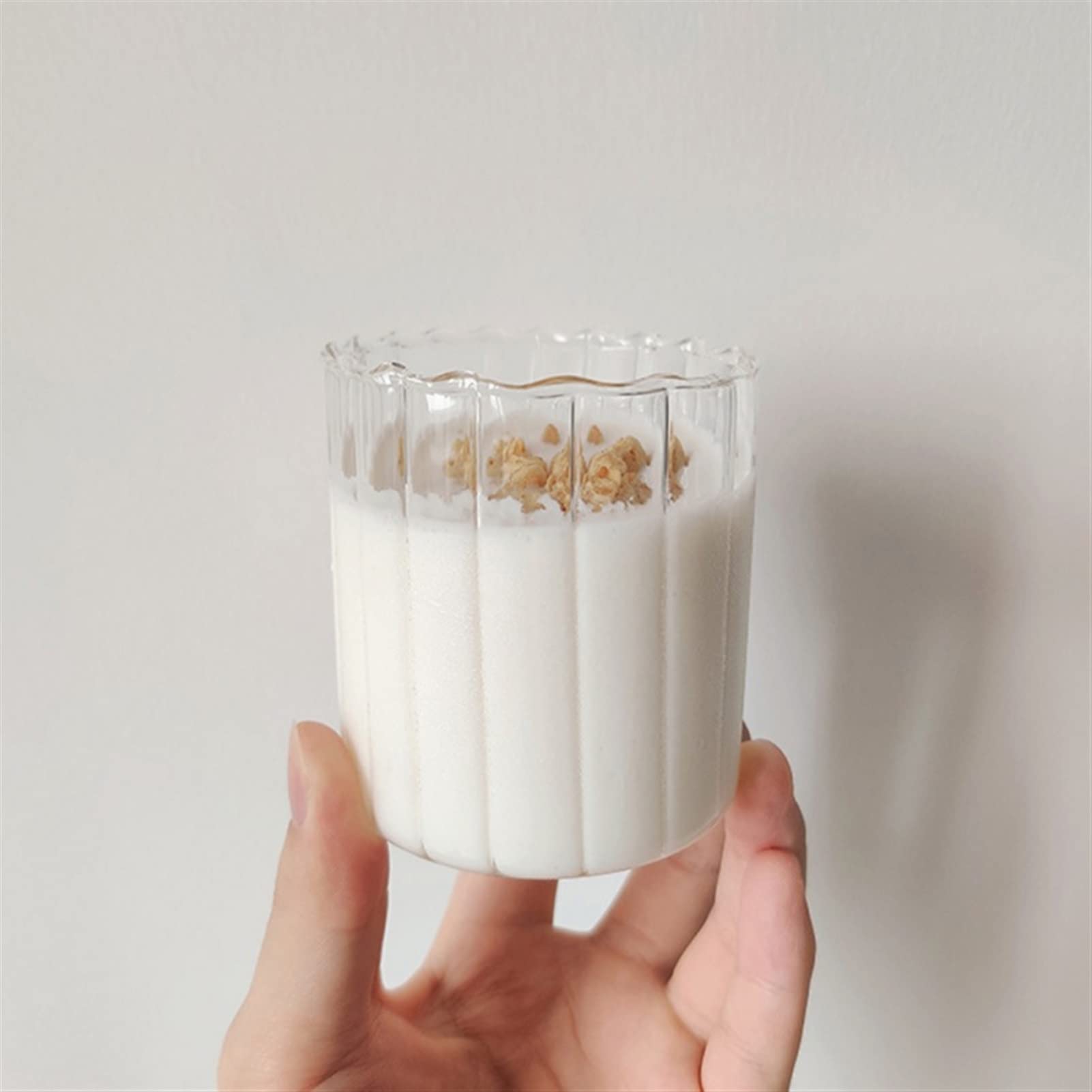 Szklane kubki Szklany kubek w paski żaroodporny przezroczysty szklany kubek do kawy mlecznej kubek do koktajli mlecznych lekki kubek śniadaniowy naczynie do picia (260 ml/350 ml) Szklanki do picia (rozmiar: 350 ml, kolor: szary)