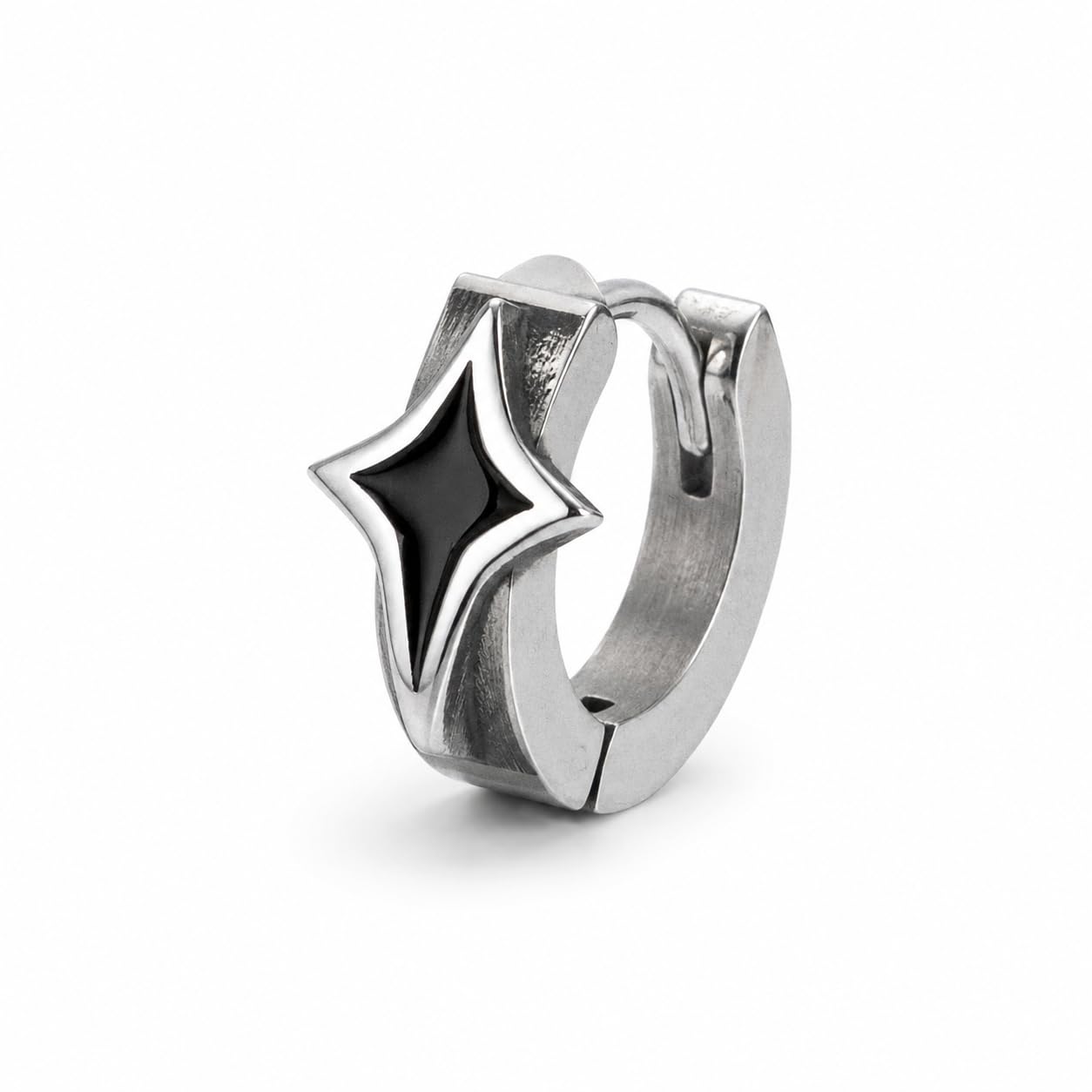 Black Star Huggie Hoop Earring for Men, Stainless Steel, Punk Gothic Korean Style, Single Piece Fashion Jewellery-image-37