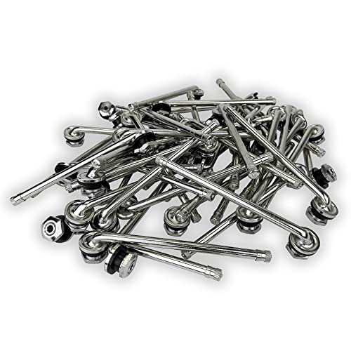 Haltec Fifty TR510 90 Degree 5 1/2 inch Bent Truck and Bus Tire Nickel Plated Valve Stems for Drop Center Aluminum Disc Wheels with 0.625 (5/8 inch) inch Valve Holes. TV-510 Valve Stems.