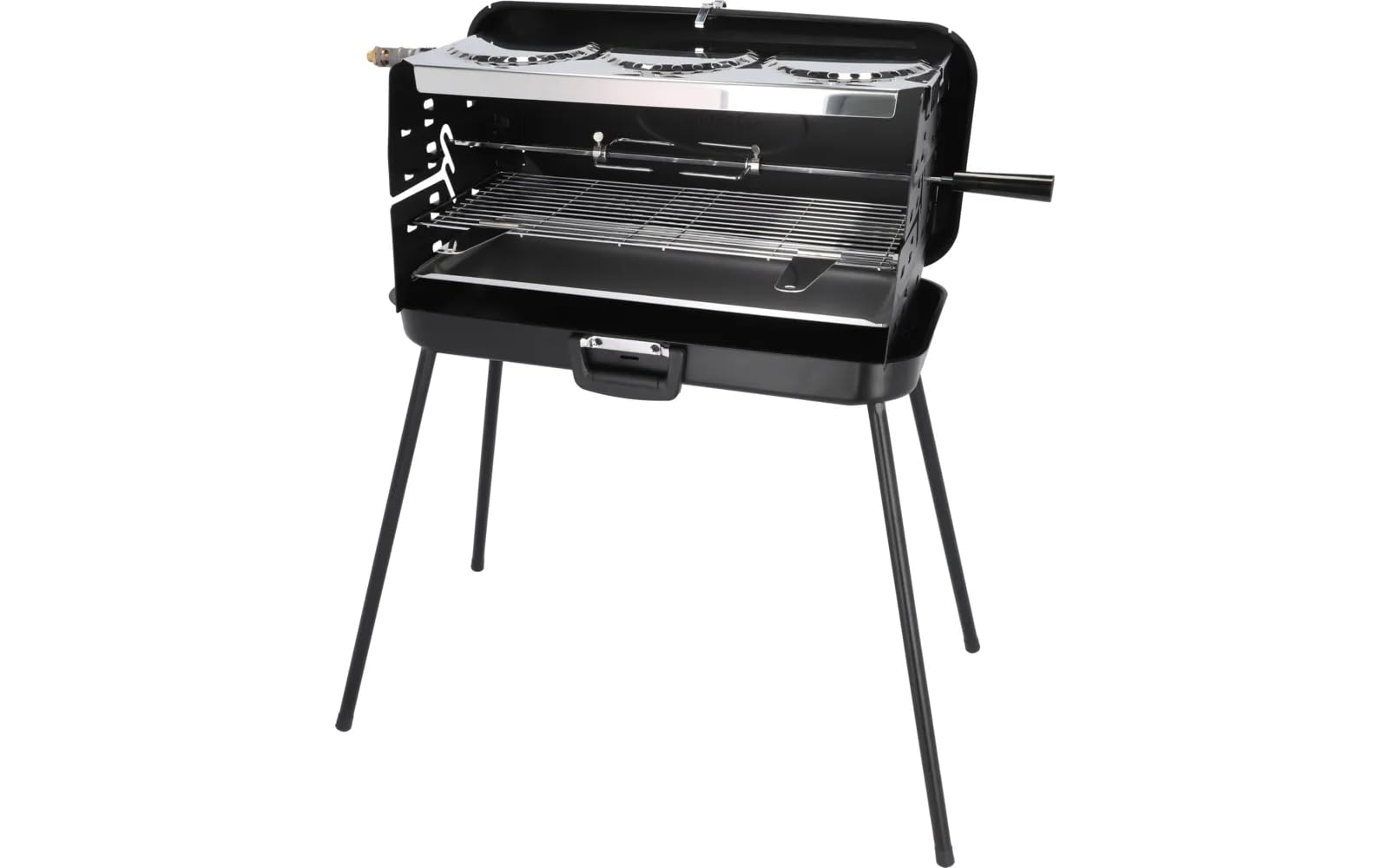BERGER Barbecue à gaz portable 3 feux 5 kW type BBQ, barbecues de camping avec grille 54 x 24 cm et plaque supérieure, barbecue de jardin extérieur pour terrasse et caravane 30 Mbar