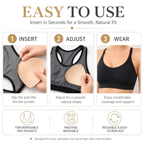 Image of TAOHUA GARDEN 5 Pairs Bra Pads Inserts,Removable,Breathable, Air Cotton,Foam Sponge