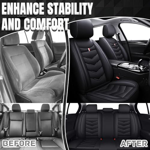 Image of Car Seat Covers Fit for Ford Escape 2001-2026, Leather Seat Covers for Car, Waterproof Non-Slip Durable Car Seat Protector(5 Seats,Black)