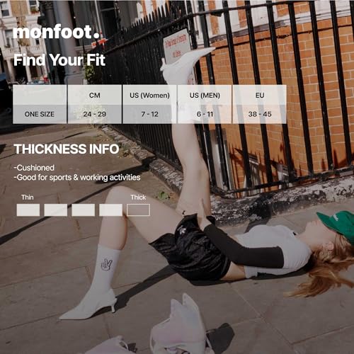 Image of MONFOOT Women's and Men's 3-8 Pairs Athletic Cushion Crew Socks Multi