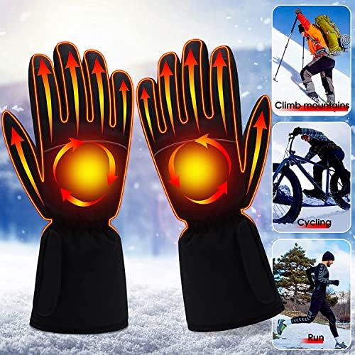 Electric Heated Gloves, Portable Battery Powered Heated Gloves for Men Women, Windproof Touchscreen Hand Warmer Gloves for Hiking Cycling Outdoor Sports (Black)