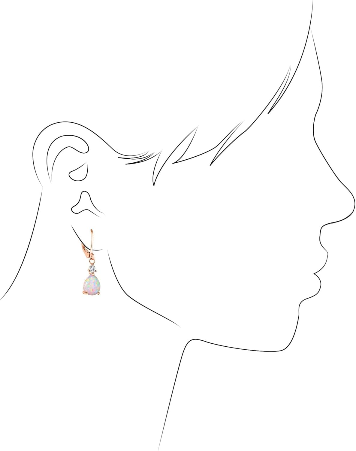 GEMSME White Gold Plated Teardrop Opal Dangle Earrings For Women - Image 4