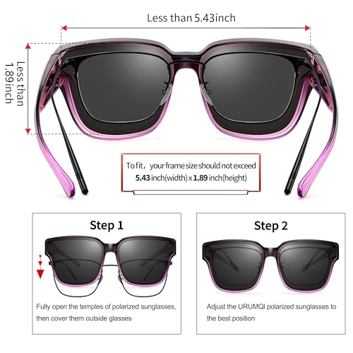 URUMQI Polarized Sunglasses Fit Over Glasses for Women, UV400 Protection Trendy Square Womens Mens Shades Sun Glasses4