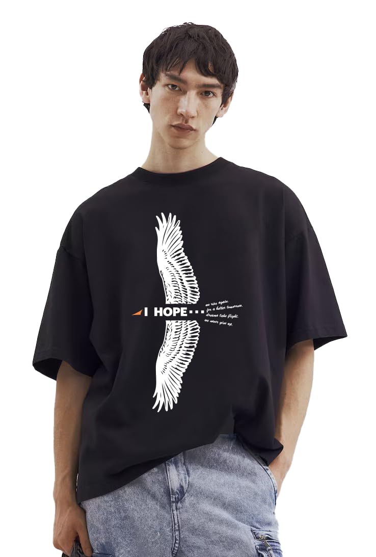 supa dupa Men's Oversized T-Shirt | Drop Shoulder Loose Fit Cotton Casual Tee | Trendy Streetwear Fashion for Everyday Wear (Art. Hope)-picture-32